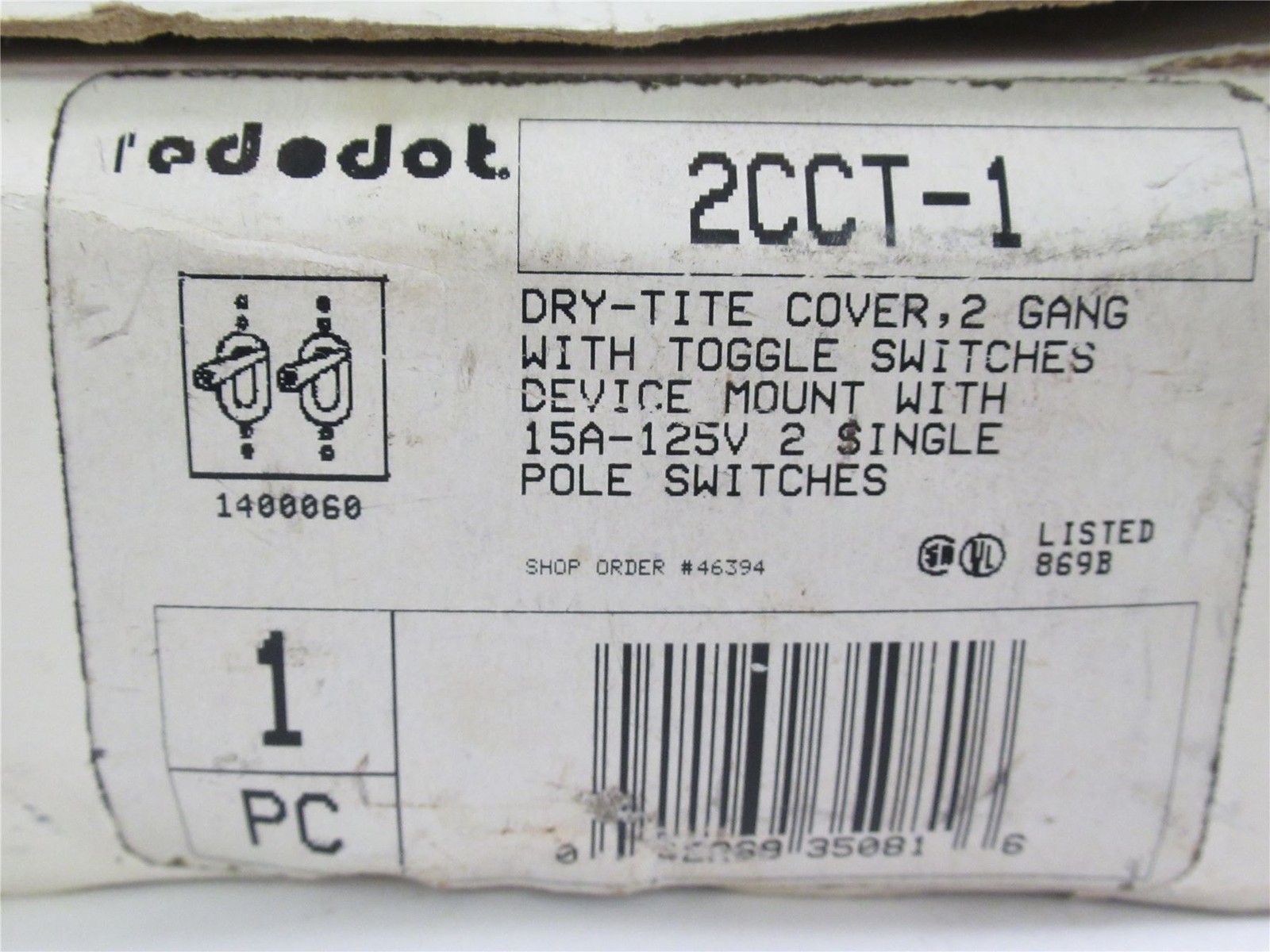230037 New-No Box; Red Dot 2CCT-1 DryTite Outlet Cover; (2) Switch 1-Pole