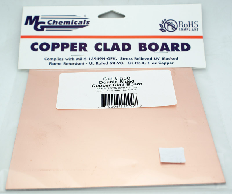 MG Chemicals 550 Double Sided 1/16″ (6″ x 6″) Copper Clad Board