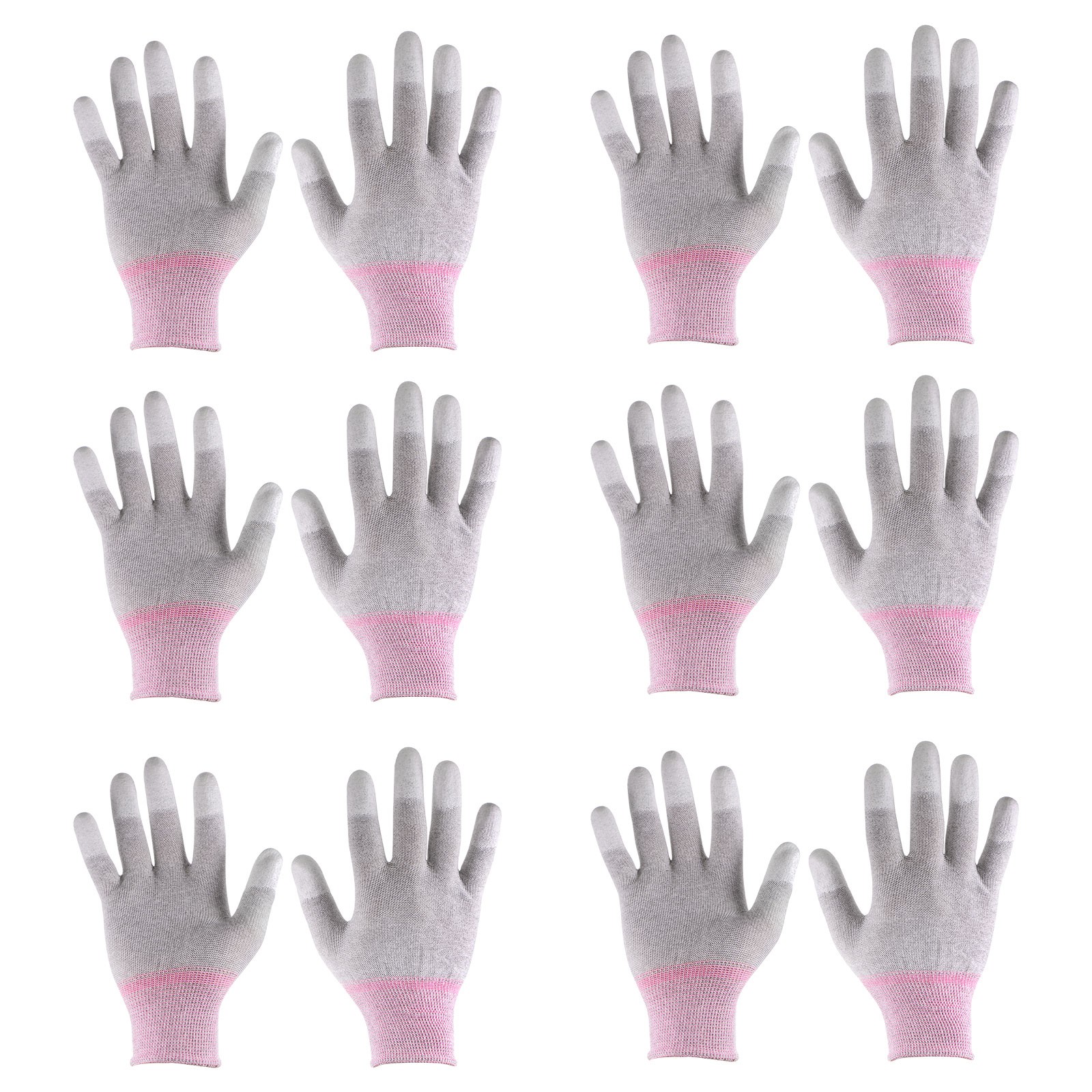 6 Pairs ESD Anti Static Gloves 19cm PC Gloves(Small), Pink