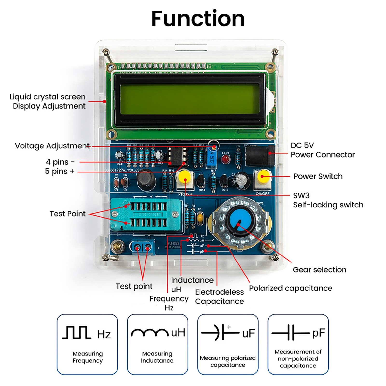 1 Set LCD Digital Display Inductance Capacitance Meter Frequency Tester DIY Kit