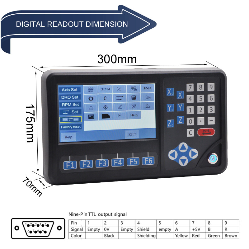 Ditron 3pcs DRO 1um Magnetic Scale 3 Axis Digital Readout Mill Milling Machine