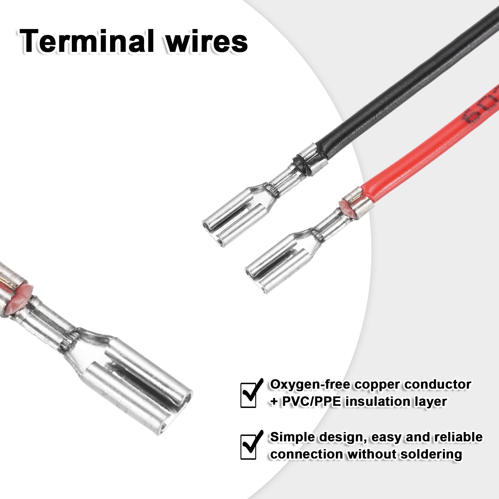 30Pcs Spade Crimp Terminal 4.8mm 20cm Wires