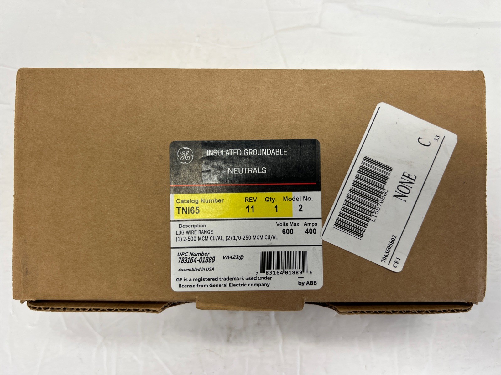 ABB/GE Industrial TN165, Field Installable, Neutral Kit for Safety Switch, 1 pc