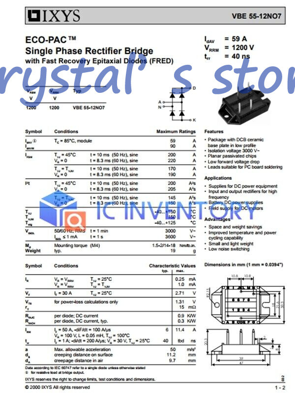 1PCS IXYS VBE55-12NO7 Module Supply New 100% Best Service Quality Guarantee