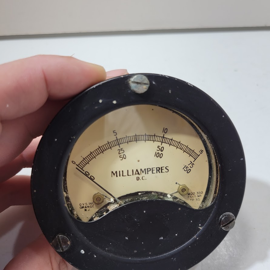 Milliamperes D.C. Model 350 Round Black Panel Meter Untested*