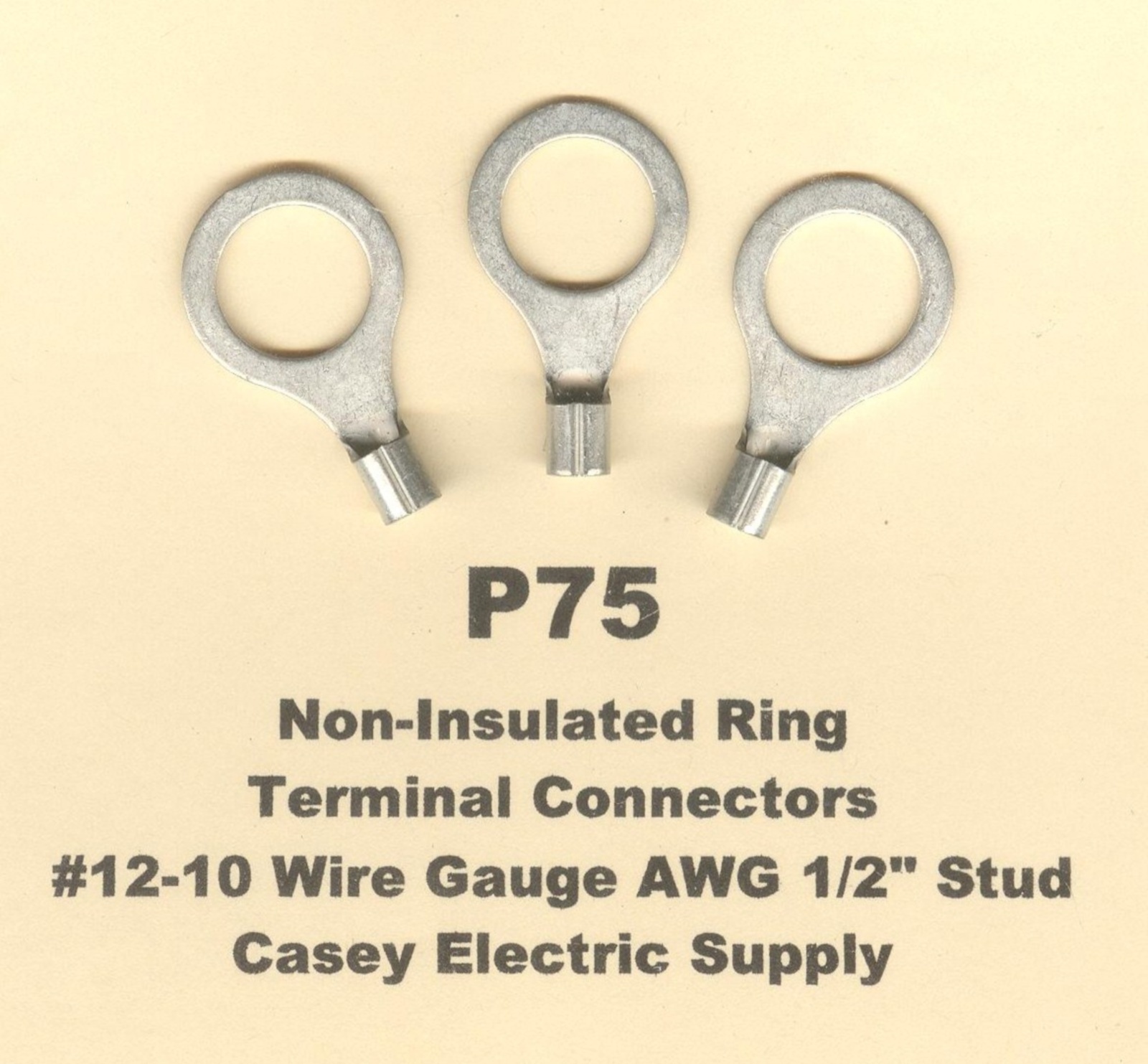 25 Non Insulated RING Terminal Connectors #12-10 Wire Gauge AWG 1/2″ Stud USA