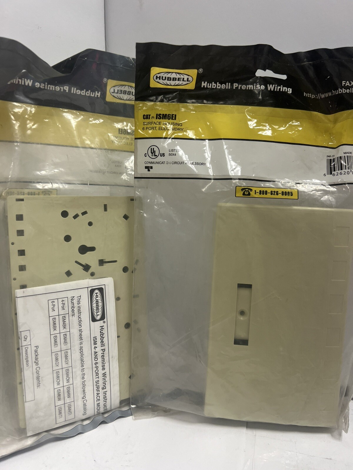 (LOT OF2) New Hubbell Ivory 6 Port Surface Mount Housing Box ISM6EI