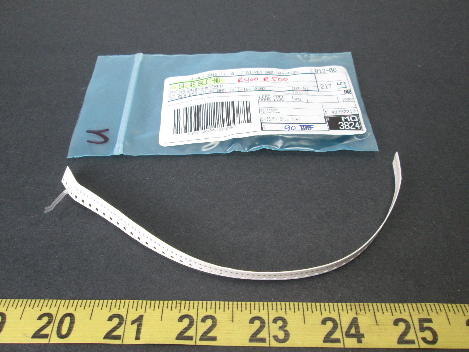 Lot of 90 Digi-Key Vishay Dale 49.9 kOhms ±1% 0.063W, 1/16W Chip Resistor 0402