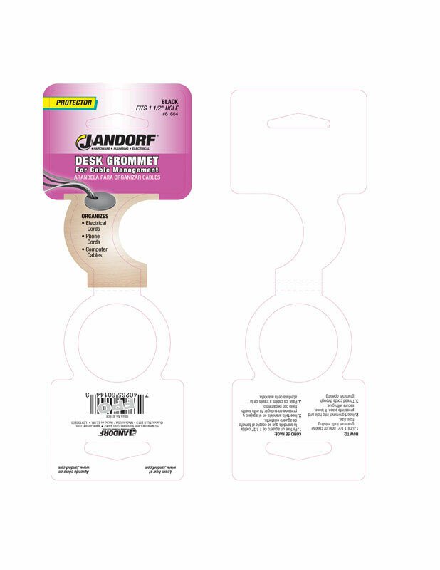Jandorf DESK GROMMET Black Fits 1-1/2″ Hole Cable Management Protect Cord 61604
