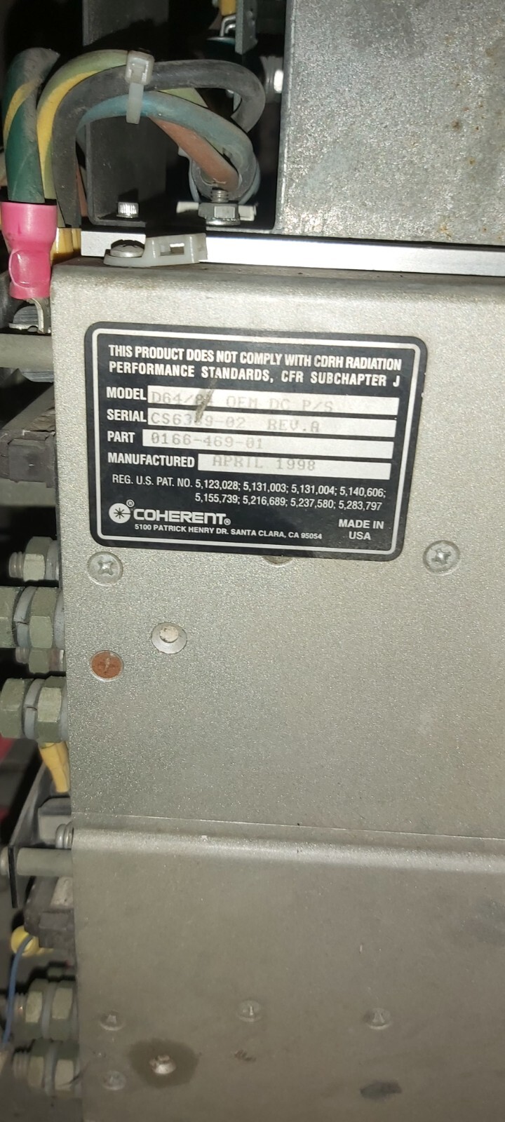 COHERENT K250 CRTD TUBE + D64/84 RF AMP USED LASER 250W