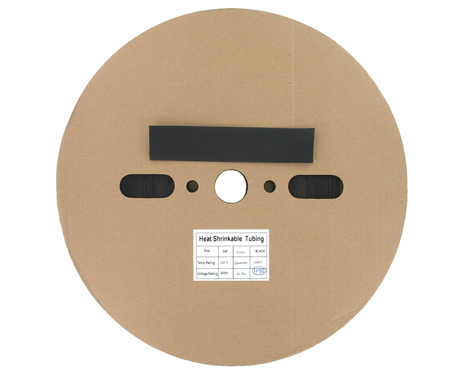100 Ft 3/4″ ID (19.1mm) Black Polyolefin 2:1 Heat Shrink Halogen-Free RoHS UL