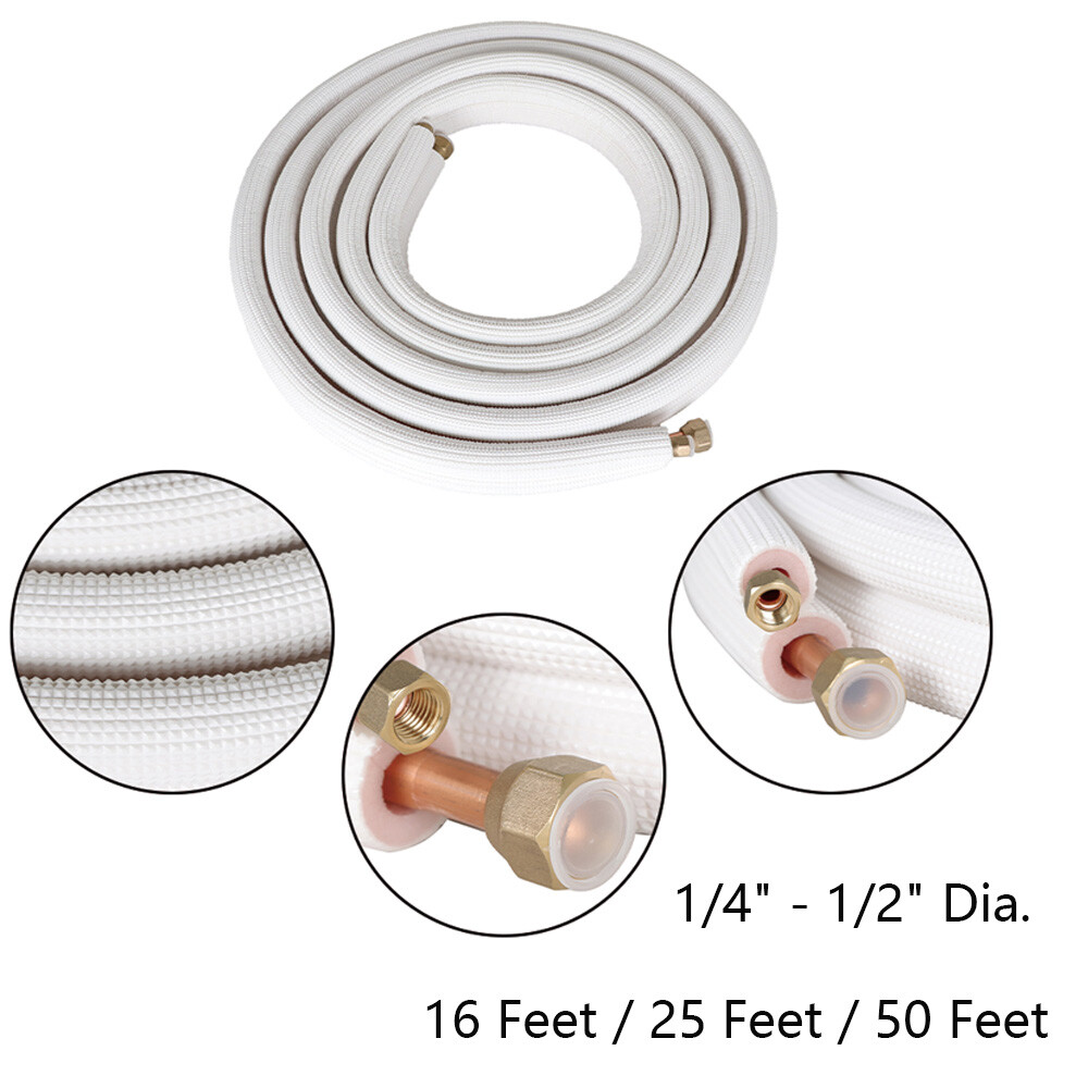 1/4″ – 1/2″ Dia. Three Length Options For Mini Split Heat Pump Systems Kit New