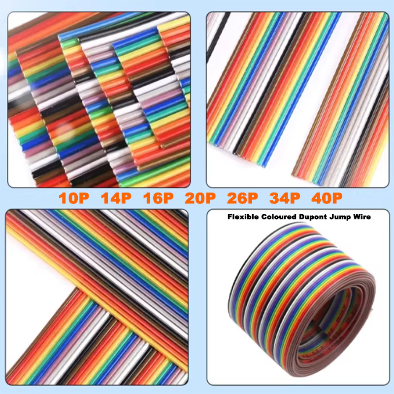 10P – 40P Coloured Endless Jump Wire 1.27mm Pitch Jumper Breadboard Lead Cable