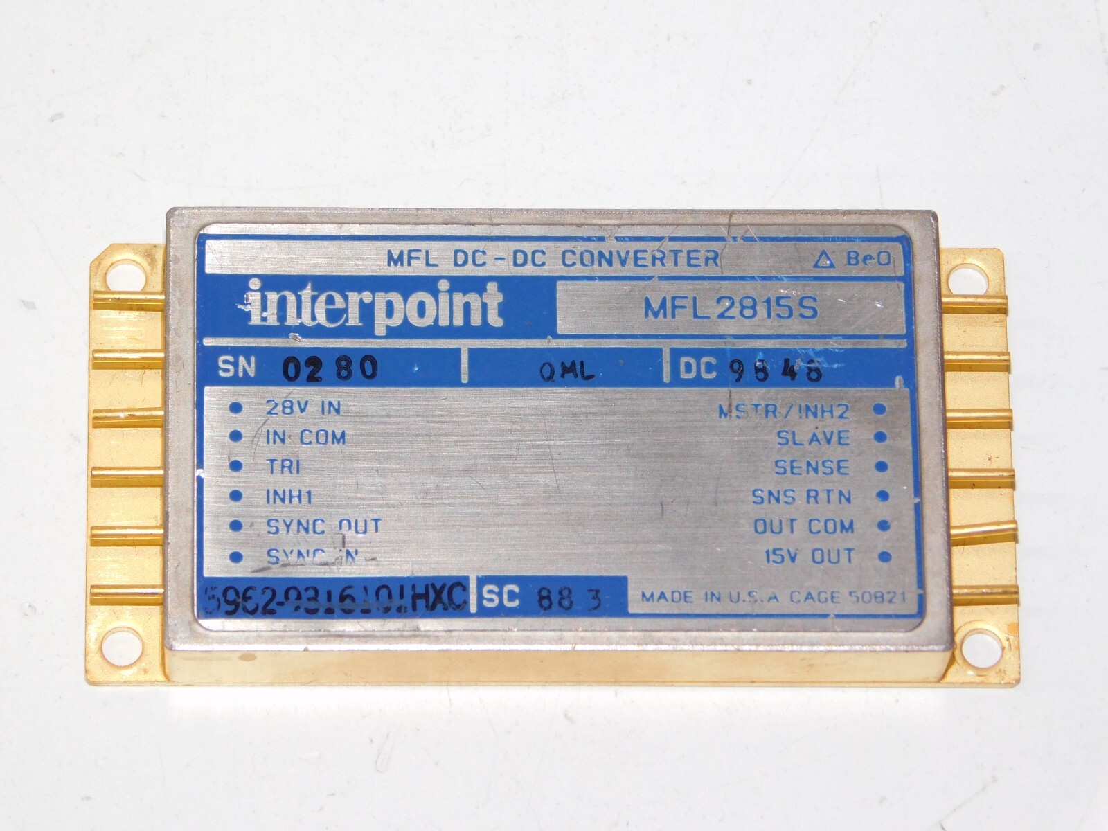 New Interpoint MFL2815S MFL DC-DC Converter Unit Mil-Spec Gold Package Module