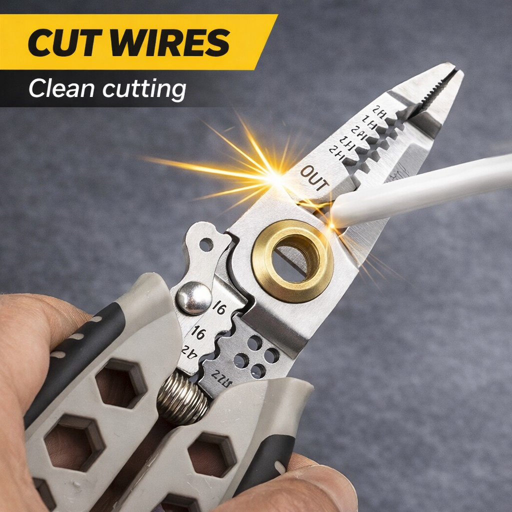 7” Wire Stripper Cutter Tool Multi Functional Electrical Cable Stripping Tool
