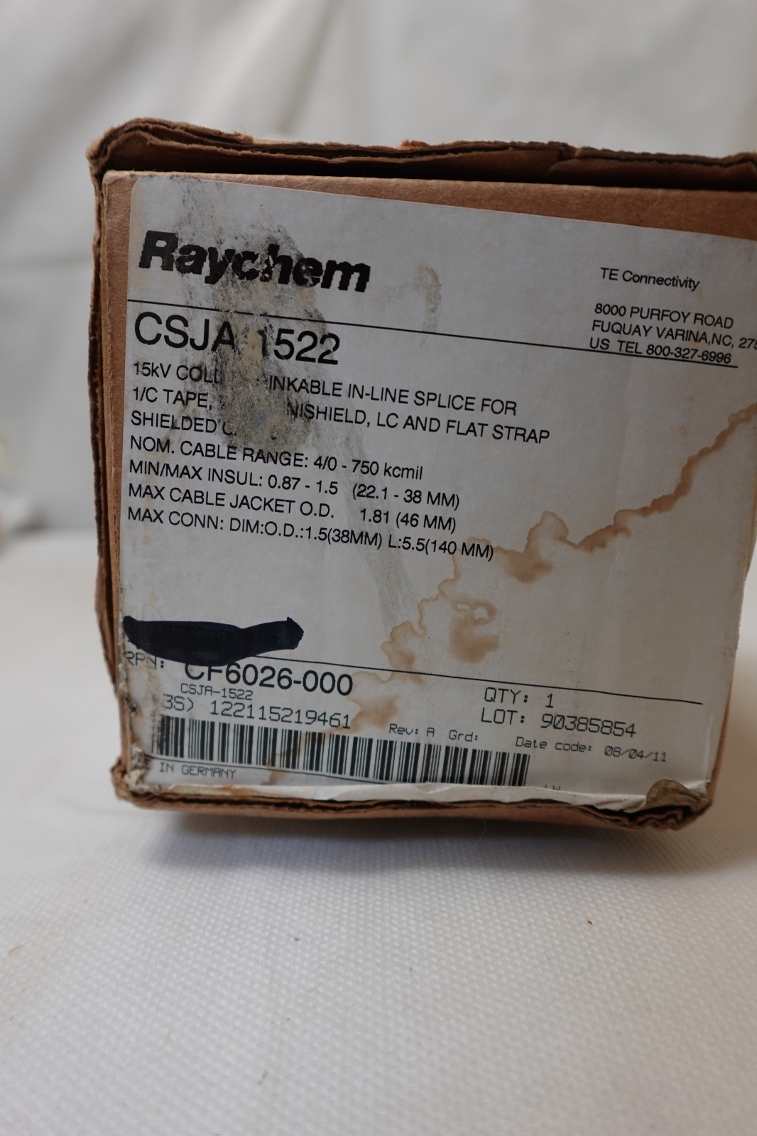 Tyco Raychem CSJA-1522 15kV Cold Shrinkable In-Line Electrical Splice – NOS