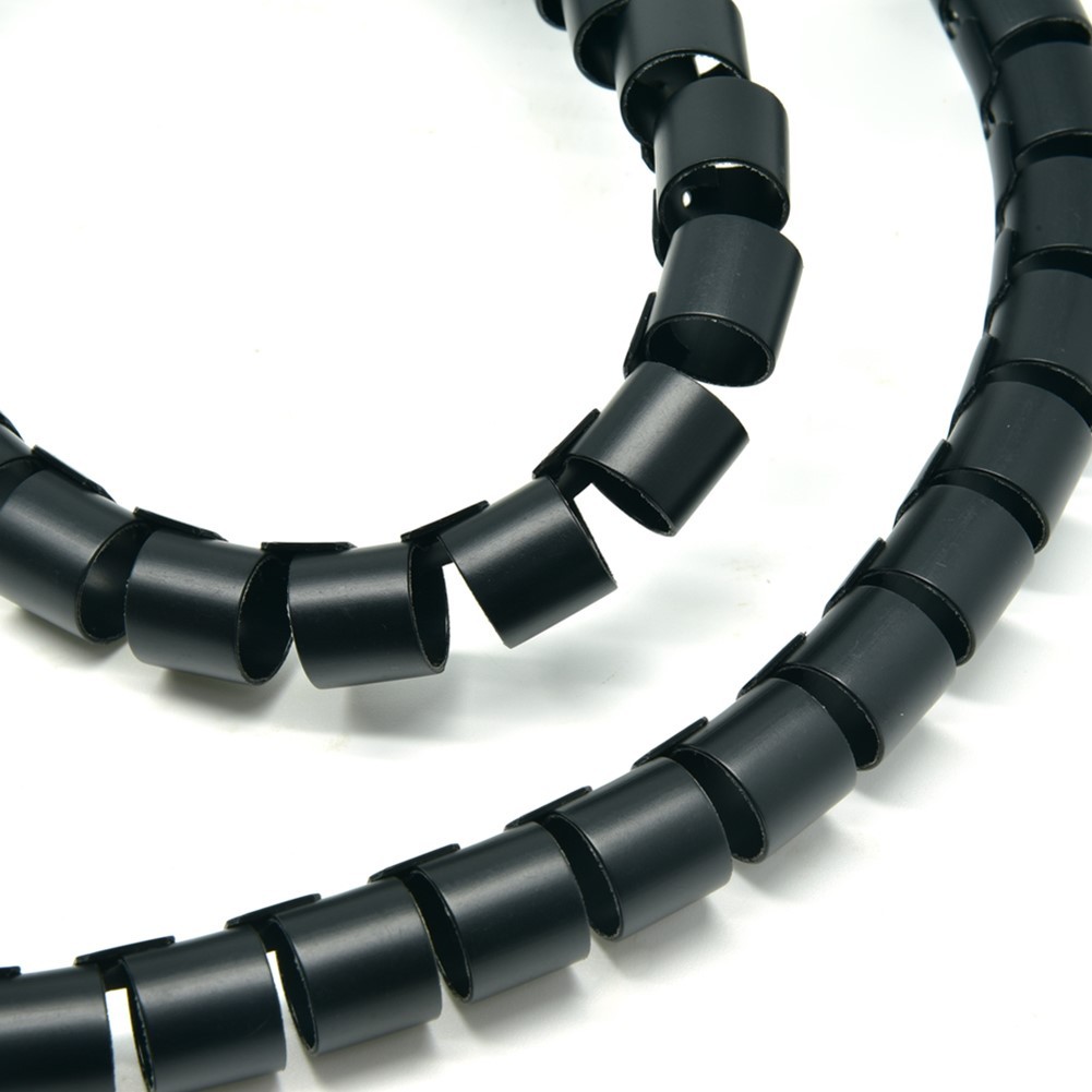4.92Ft 0.6″ (1.5M) Spiral Cable Zip Wire Wrap Tube Computer Manage Cord Black