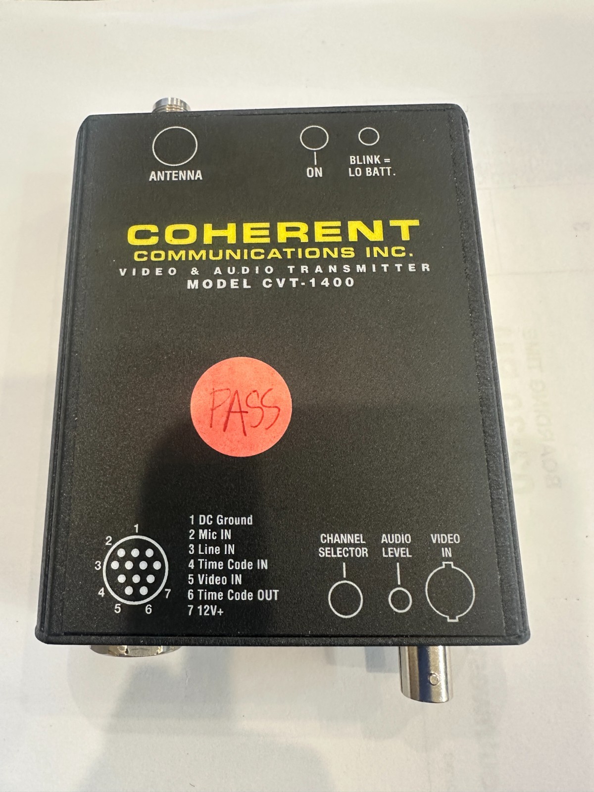 COHERENT COMMUNICATIONS CVT-1400 VIDEO AUDIO TRANSMITTER