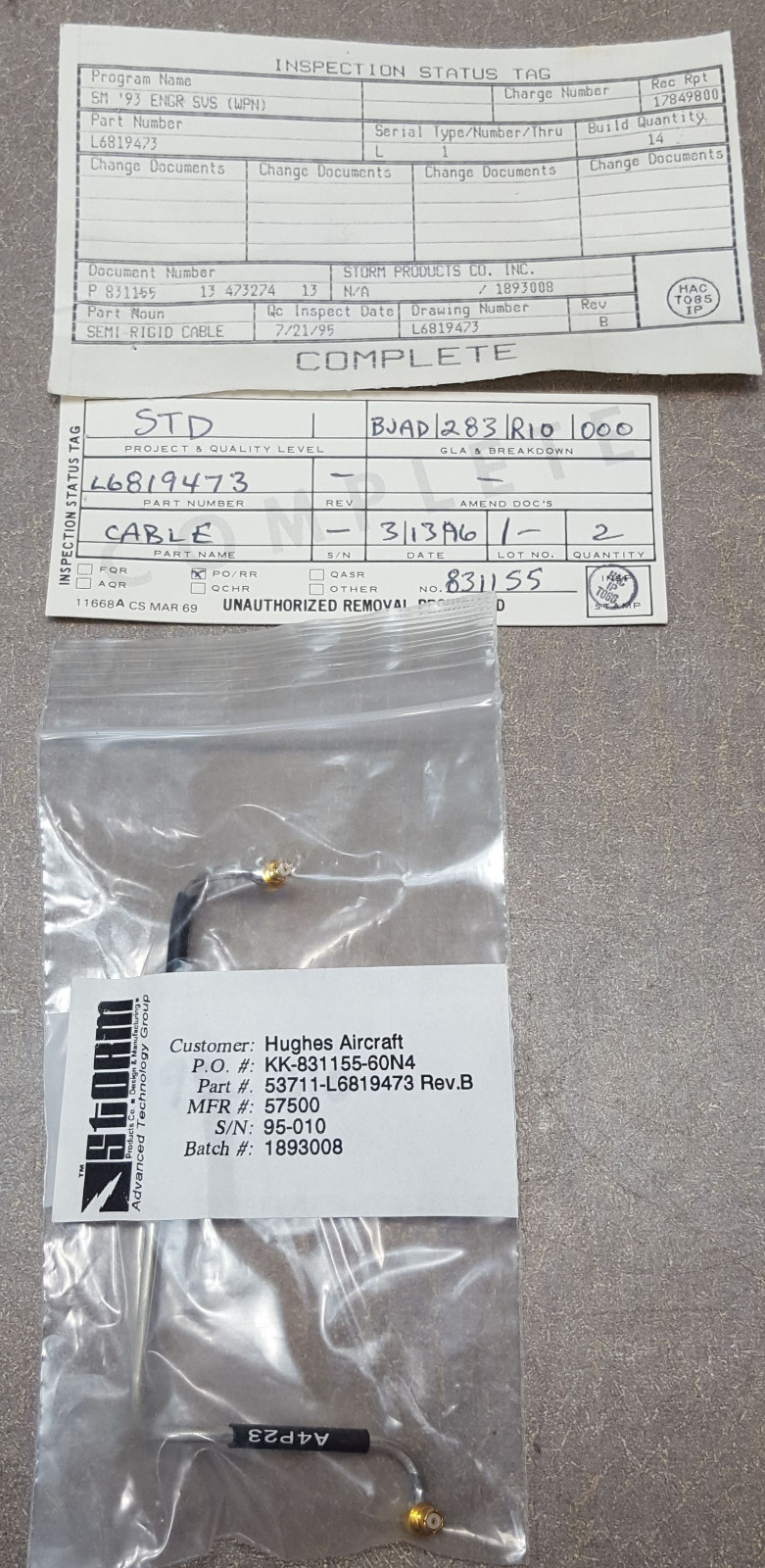 Lot of 2 Semi-Rigid/Hand-Formable/Semi-Flexible STORM MFR#57500 W/SMP Connectors