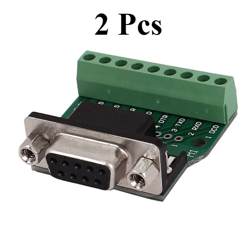 DB9 D-SUB Female Adapter RS232 Terminal Breakout Board with Positioning Nuts 2Pc