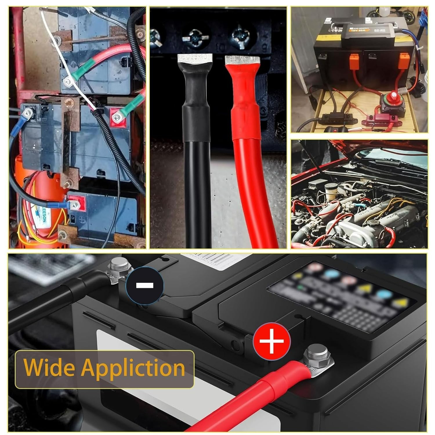 2AWG Gauge Custom Battery Cable Copper RV Solar Power Wire Inverter Power Wire