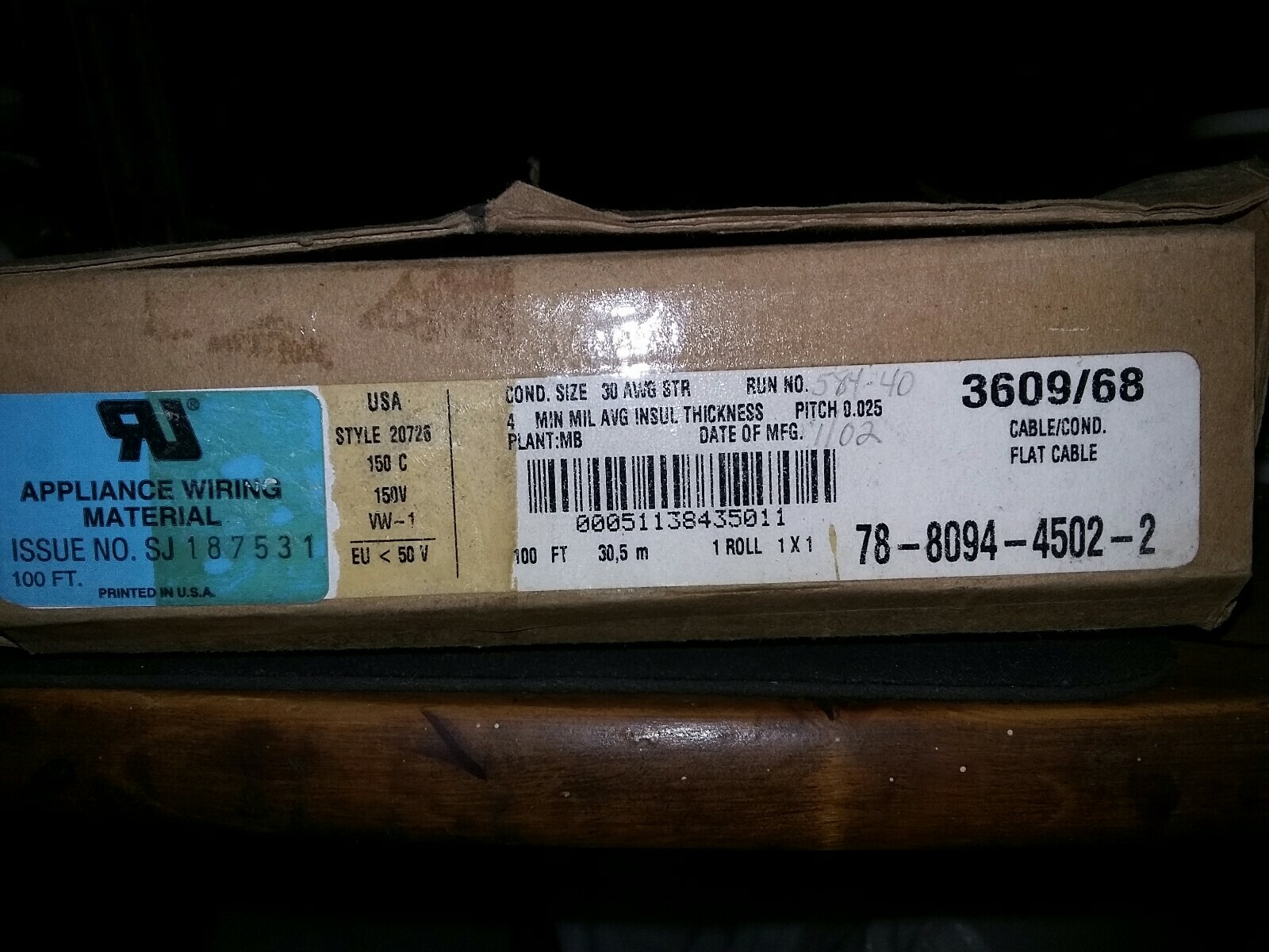 3M 3609/68 68C 30AWG Flat Cable Silver Plated Teflon Insulated Sold By The Foot