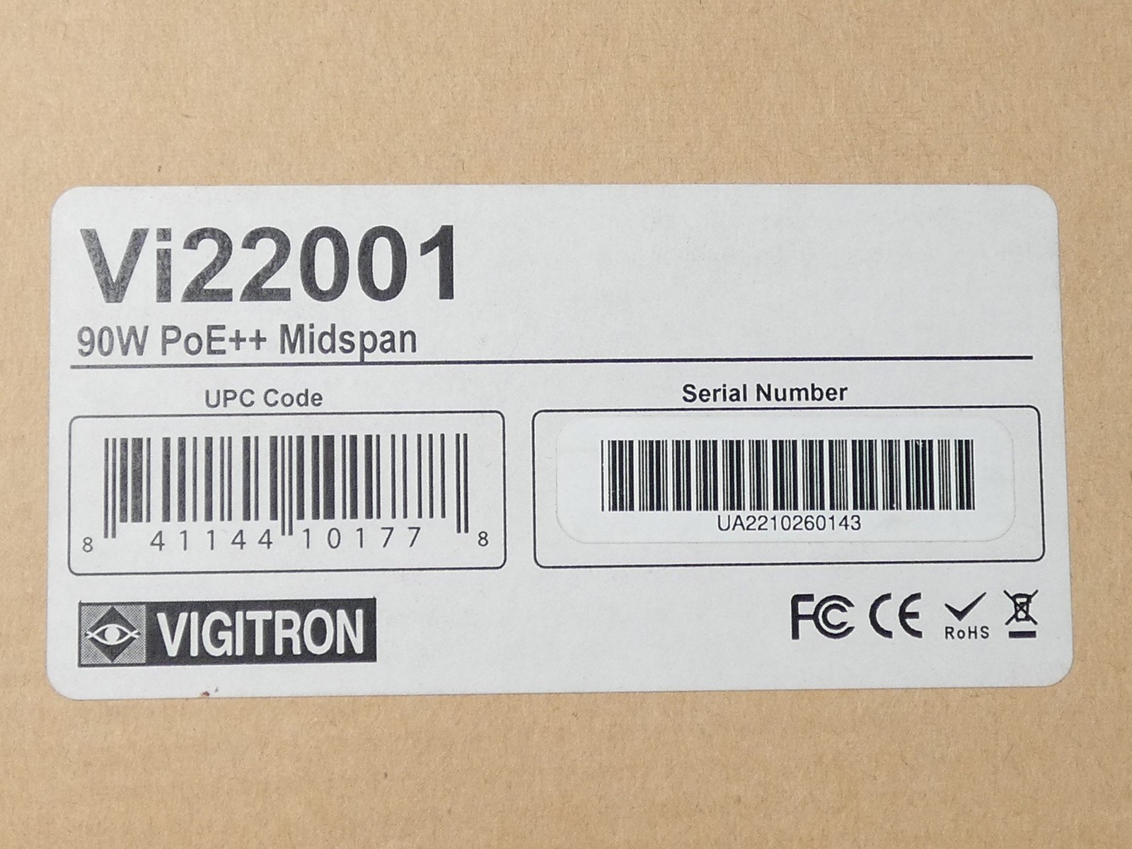 Vigitron Vi22001 Maxiipower Midspan 90W PoE++ 100-240V IEEE 802.3af/at – NEW …