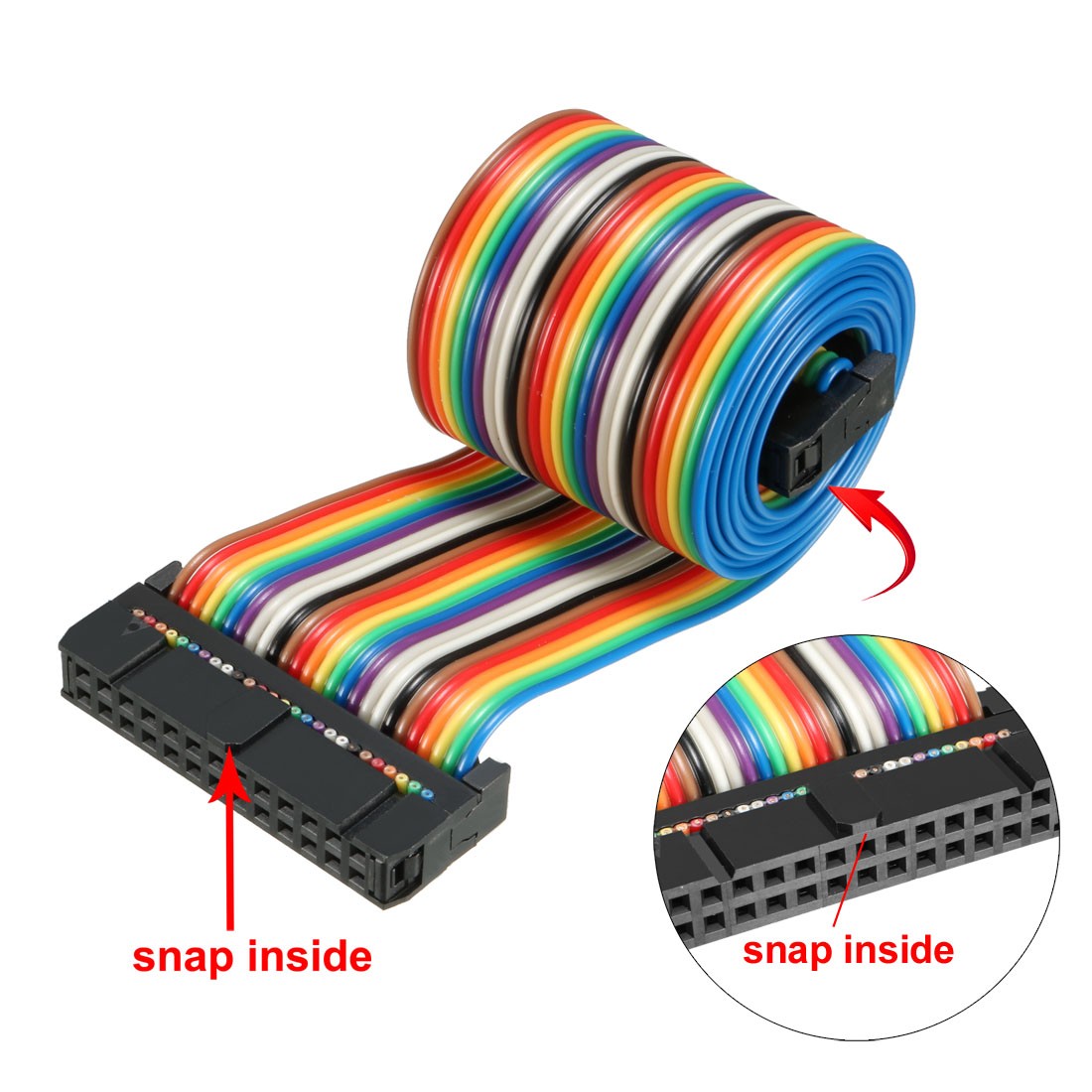 IDC 26 Pins Flexible Rainbow Ribbon Jumper Cable 66cm 2.54mm Pitch,1pc