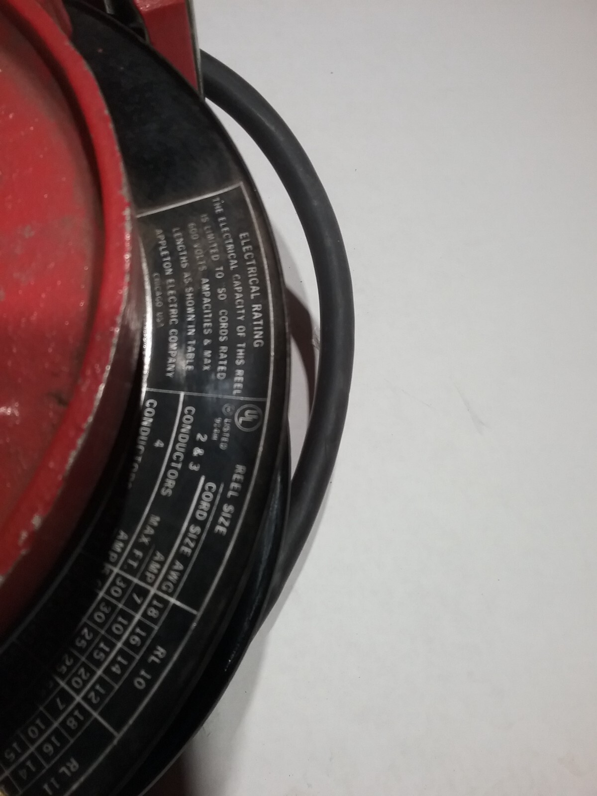 Used Appleton cable reel RL1 04J in good working condition