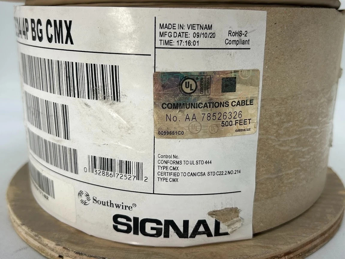 Southwire 300 ft. Tan 24/4 Solid CU CAT5e CMR-CMX Indoor/Outdoor Data Cable