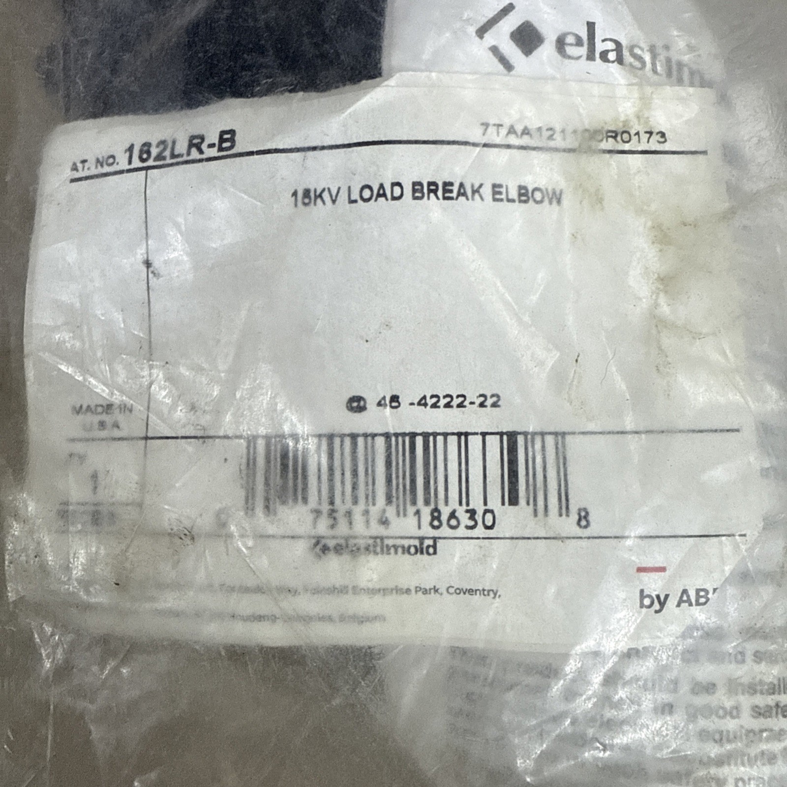 Thomas & Betts Elastimold-ABB 162LR-B 15kV 200A Load Break Elbow-Brand New