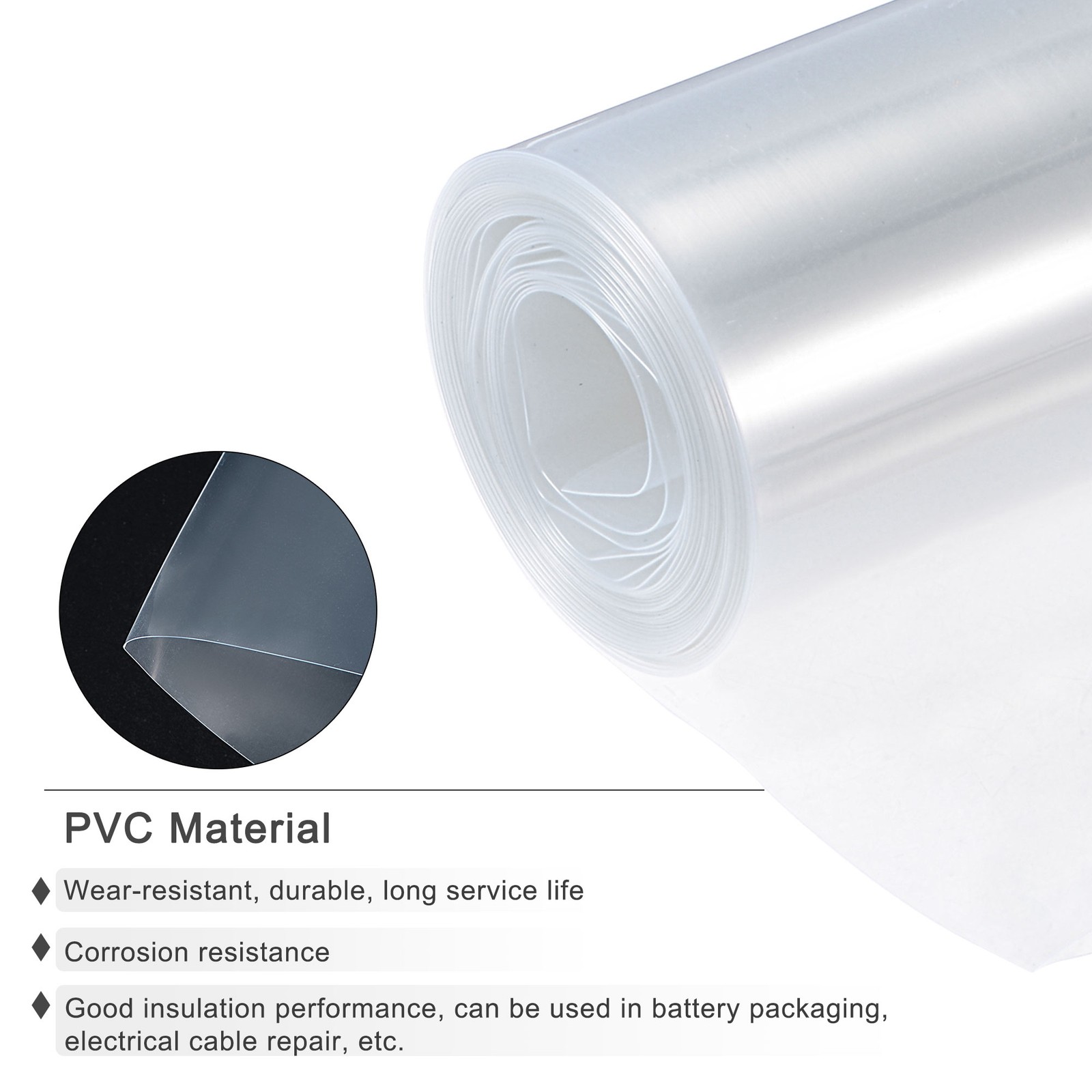 Battery Wrap PVC Heat Shrink Tubing 95mm Dia 150mm Flat 10 Feet Clear,1PCS