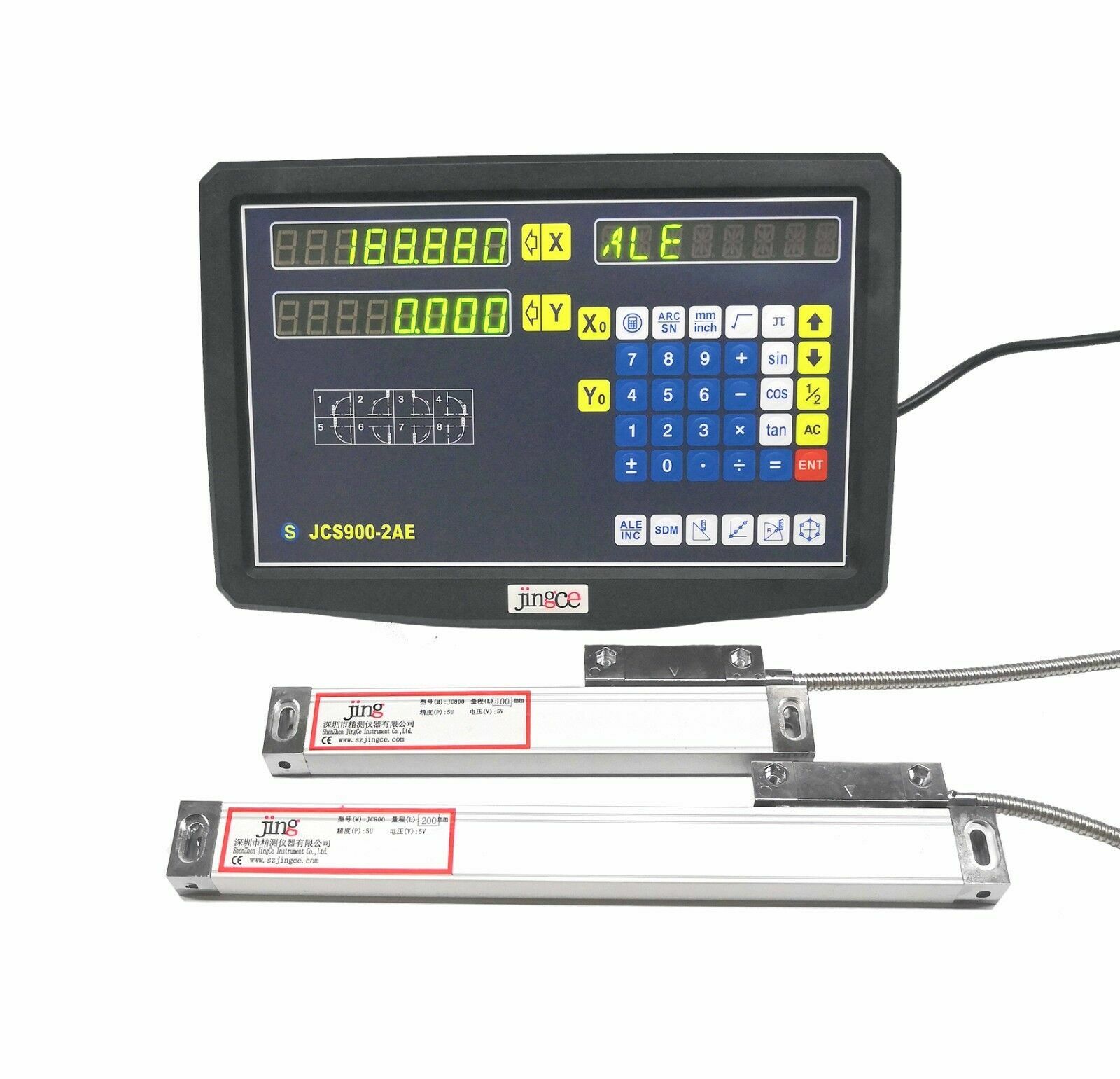 2 Axis DRO digital readout for milling lathe machine with linear scale 950 300！！