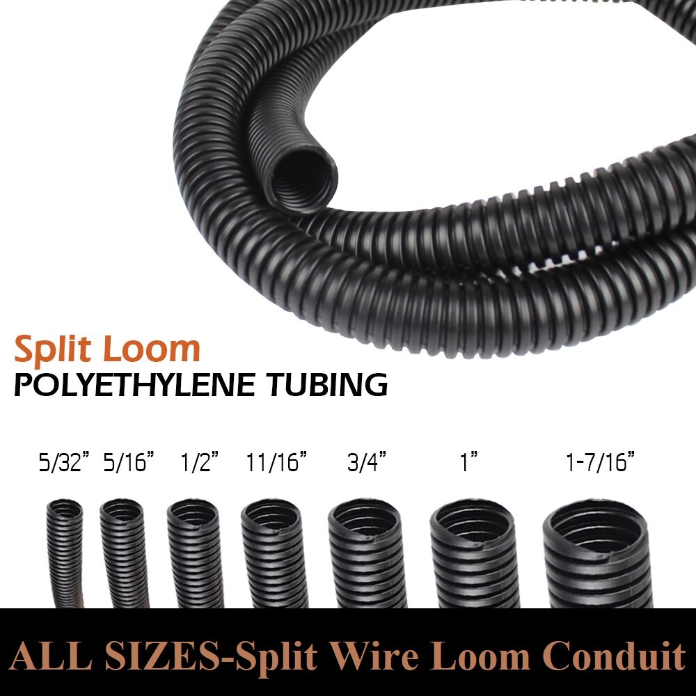 Split Wire Loom Conduit Convoluted Tubing Flex Harness Cable Protector Cover Lot