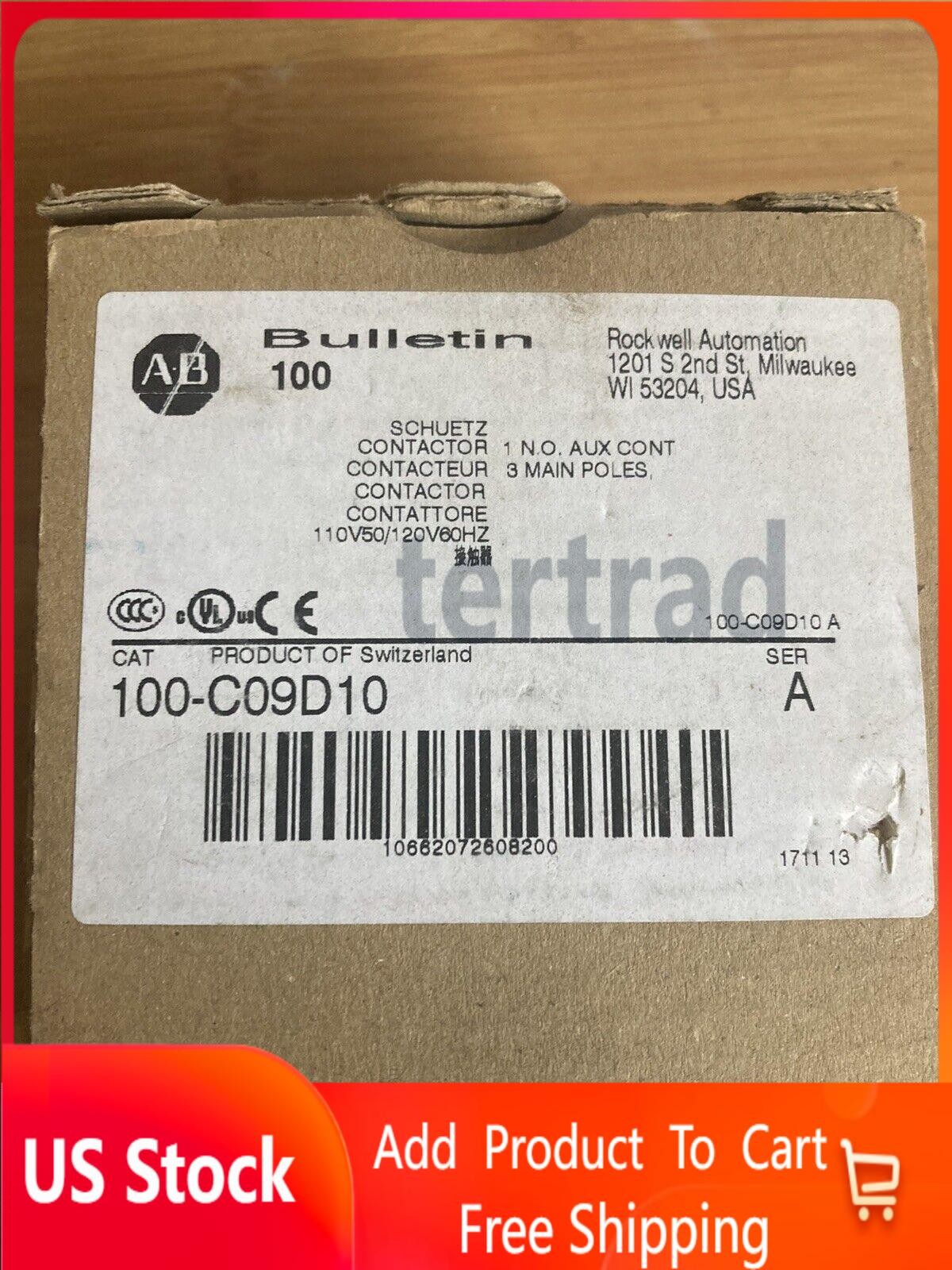 ALLEN-BRADLEY 100-C09D10 IEC CONTACTOR 9 AMP 120VAC NEW IN BOX .