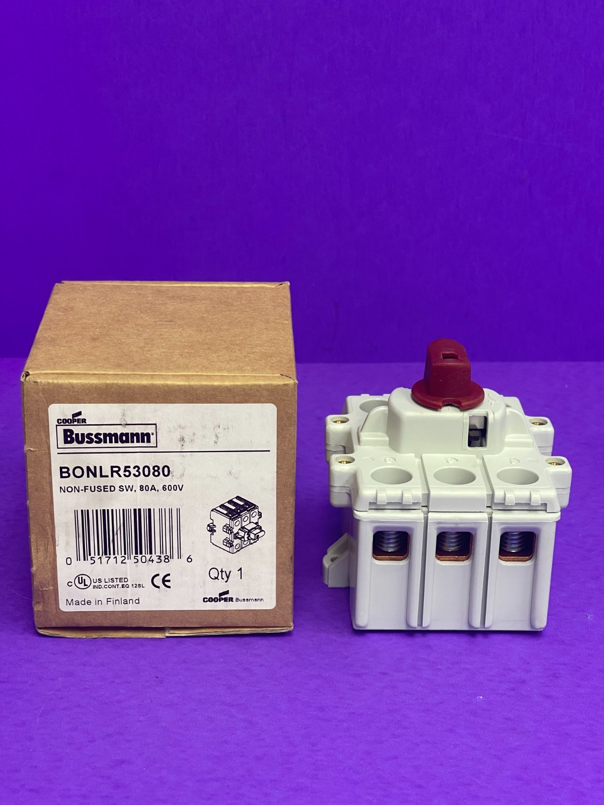 NEW Cooper Bussmann BONLR53080 Non-Fused Switch 80A 600V