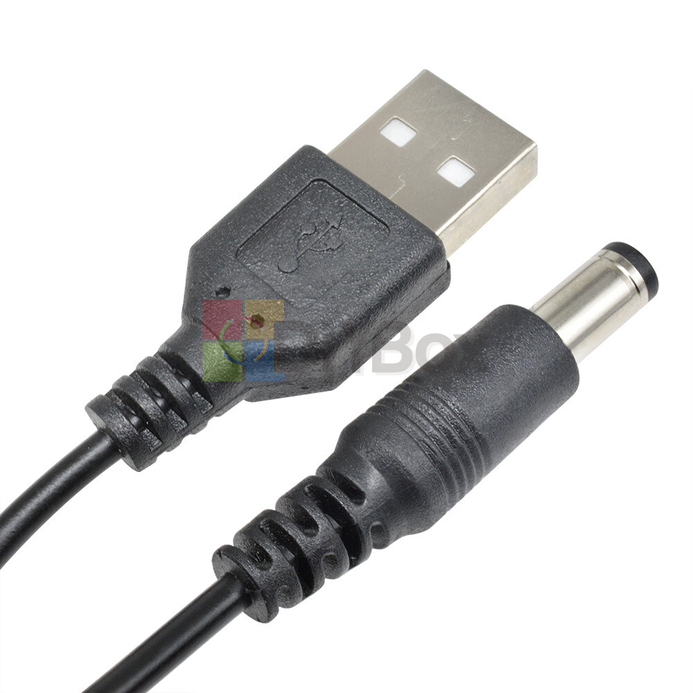 5PCS USB 2.0 Male A To DC 5.5mm x 2.1mm Plug DC Power Supply Cord Socket Cable