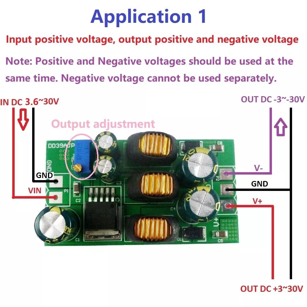 1/2pcs DC Positive Negative Dual Output Power Supply boost-Buck Converter Module