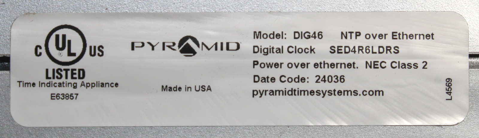 Pyramid DIG46 TimeTrax Sync PoE LED Wall Clock Red 4″ 6-Digit | SED4R6LDRS