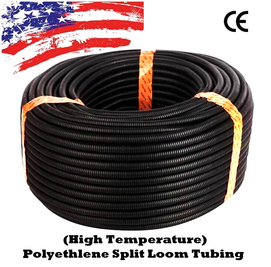 20 Ft 1/2″ Split Wire Loom Conduit Polyethylene Tubing Black Color Sleeve Tube