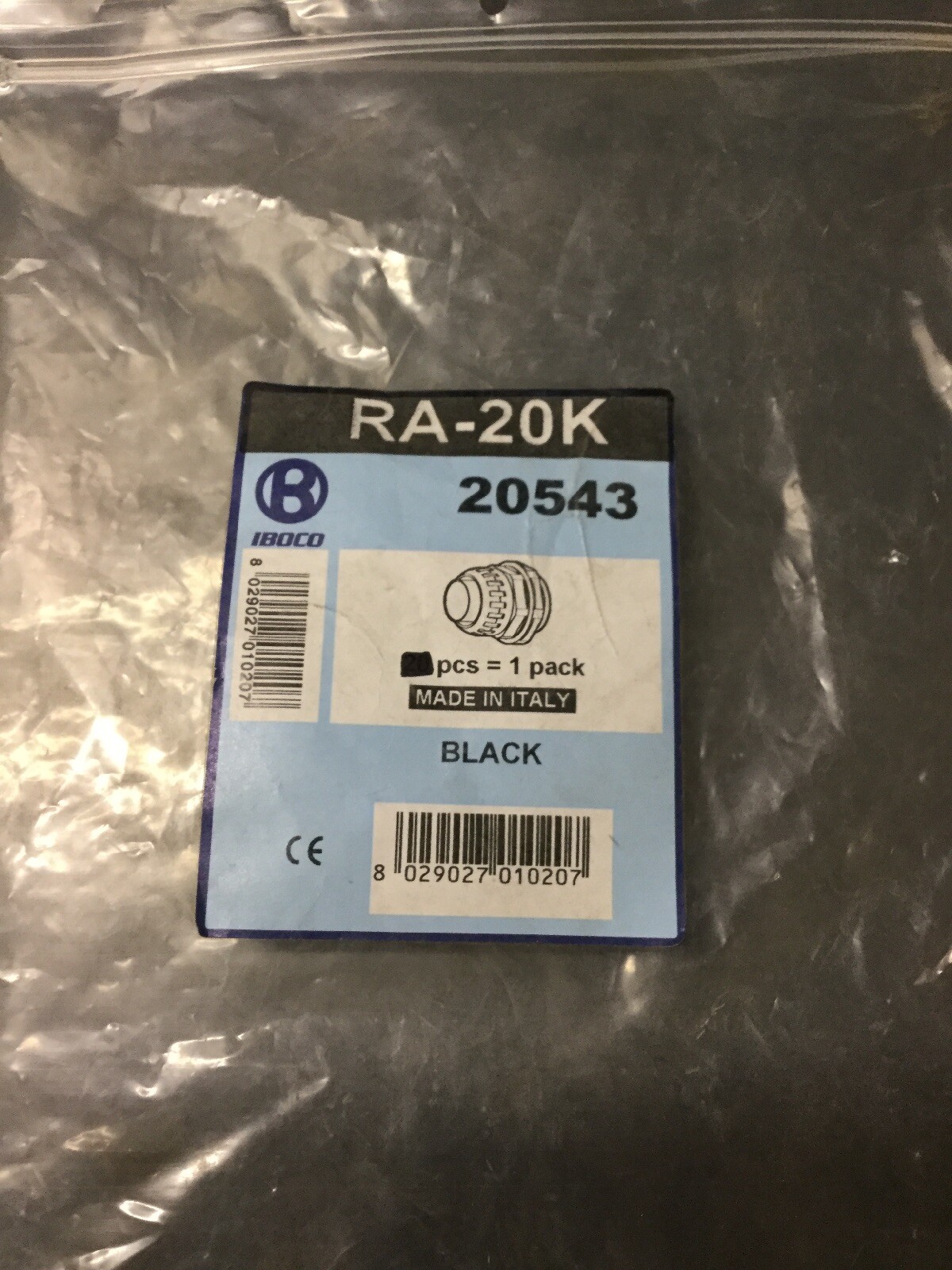 LOT OF 18, IBOCO, RA-20K, CONNECTOR, 20543, BLACK. (22E-3)