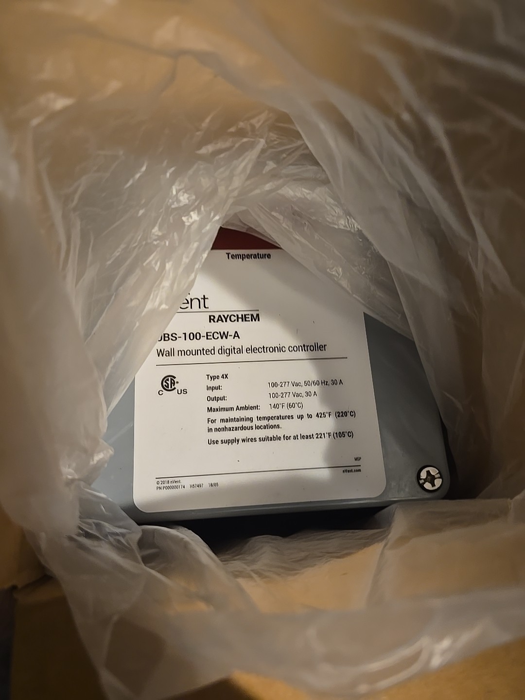NVENT RAYCHEM JBS-100-ECW-A 100-277VAC 30A ELECTRIC THERMOSTAT 5928