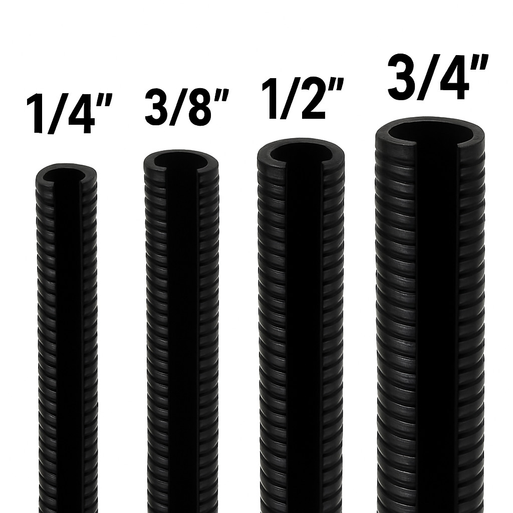DC Sound 3-Pack 1/4″, 1/2″, 3/4″ x 20 Feet Each Split Wire Loom Convoluted