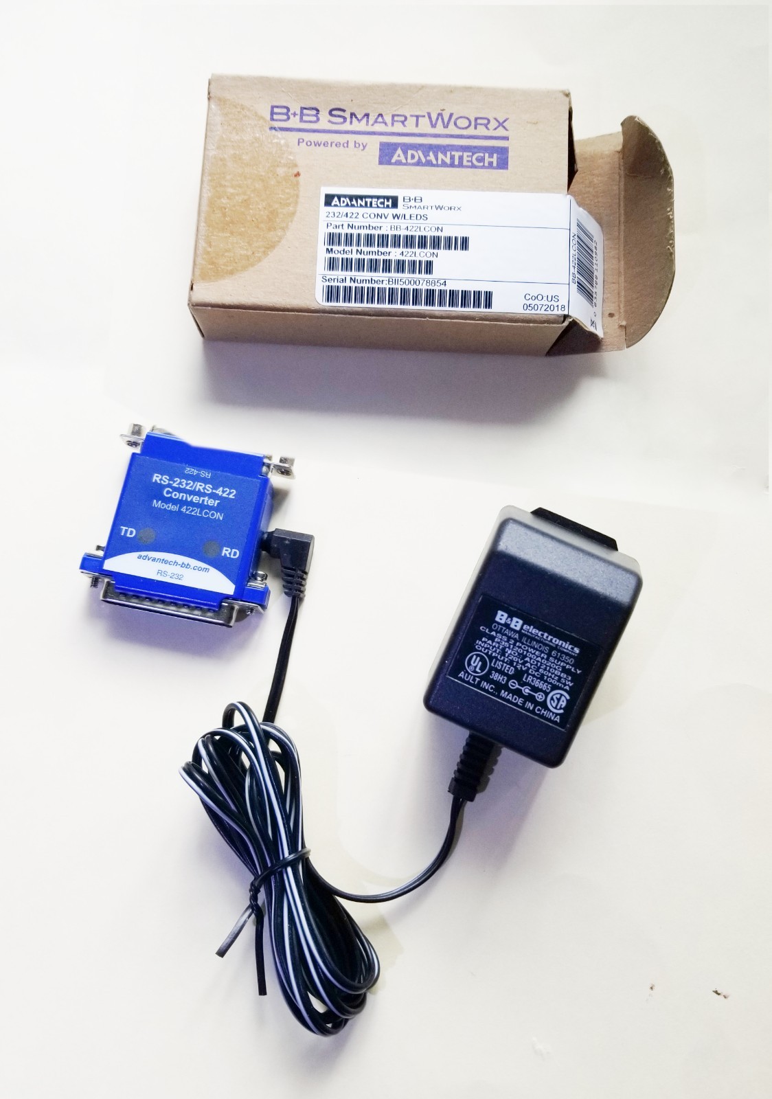 NEW – Advantech BB-422LCON, RS-422 Converter, Powered