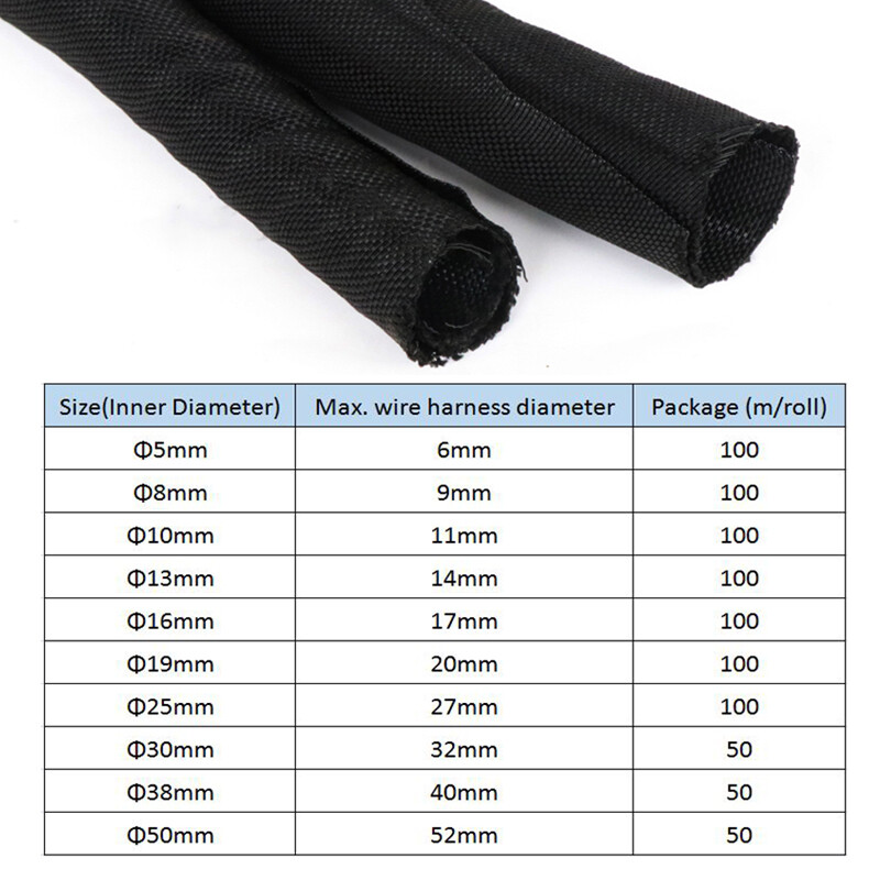 Expandable Braided Cable Sleeving Self Closing Insulated Pipe Wire Wrap Protect