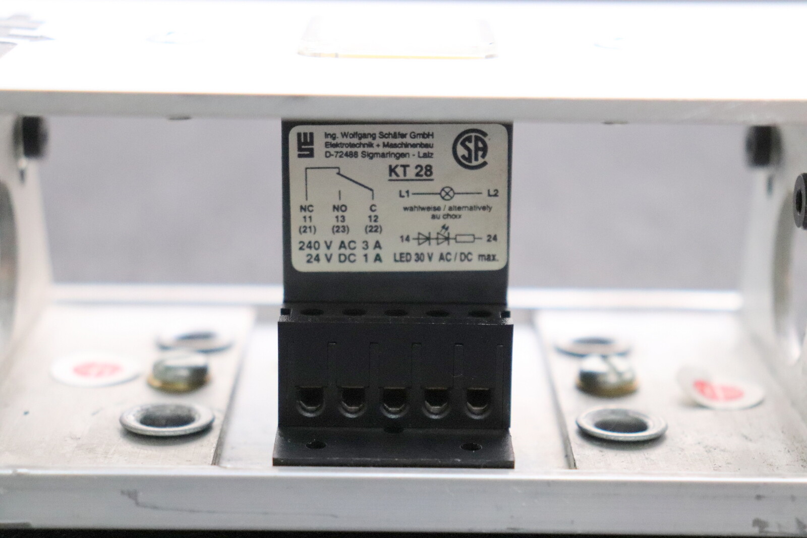Schäfer/WAF installation module KT28 240VAC 3A 24VDC 1A with aluminium trim 140x72mm
