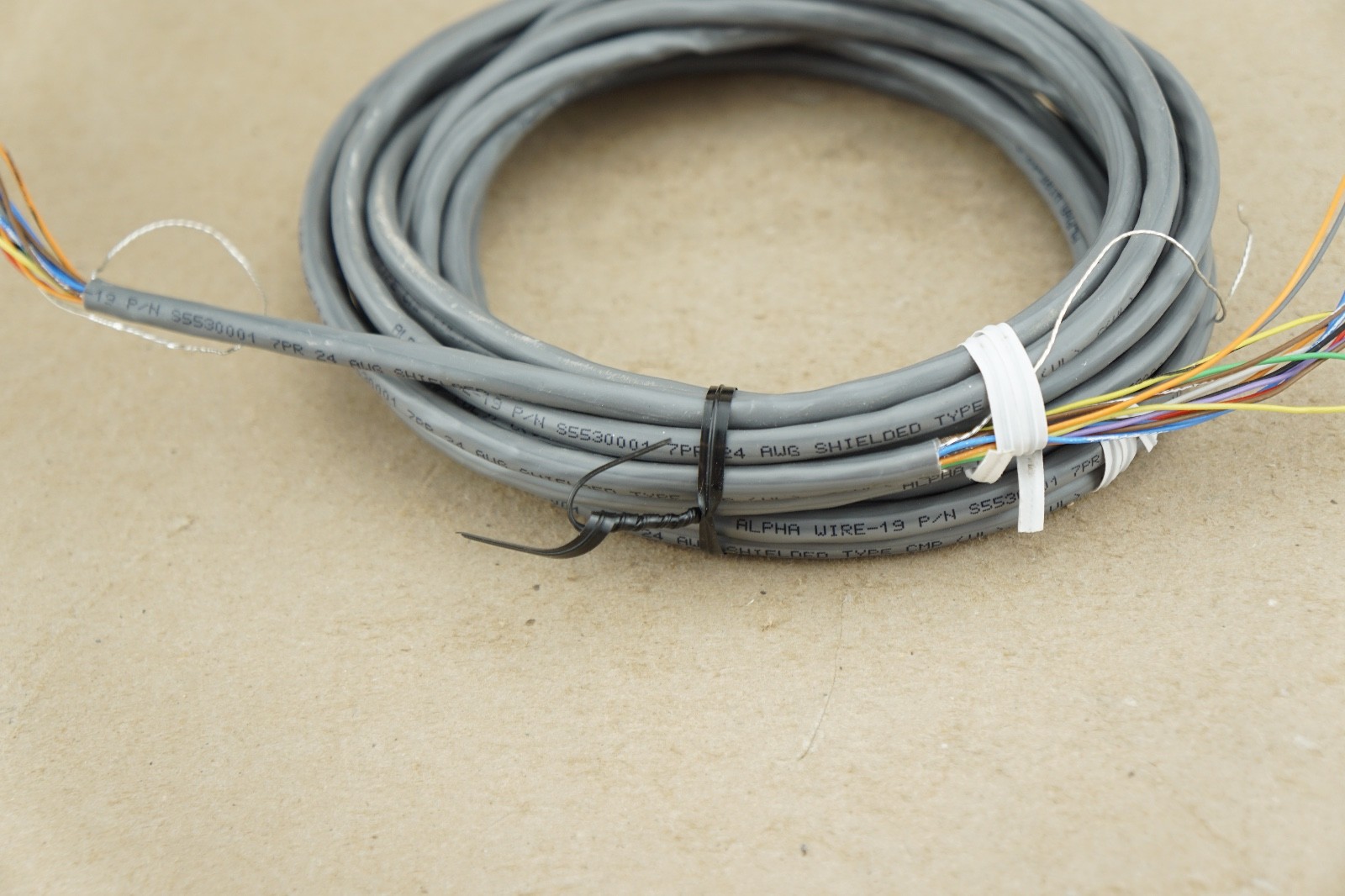 NEW 20′ Ft Alpha Wire P/N S5530001 7PR 24 AWG Shielded Type CMP (UL) C(UL) 75C
