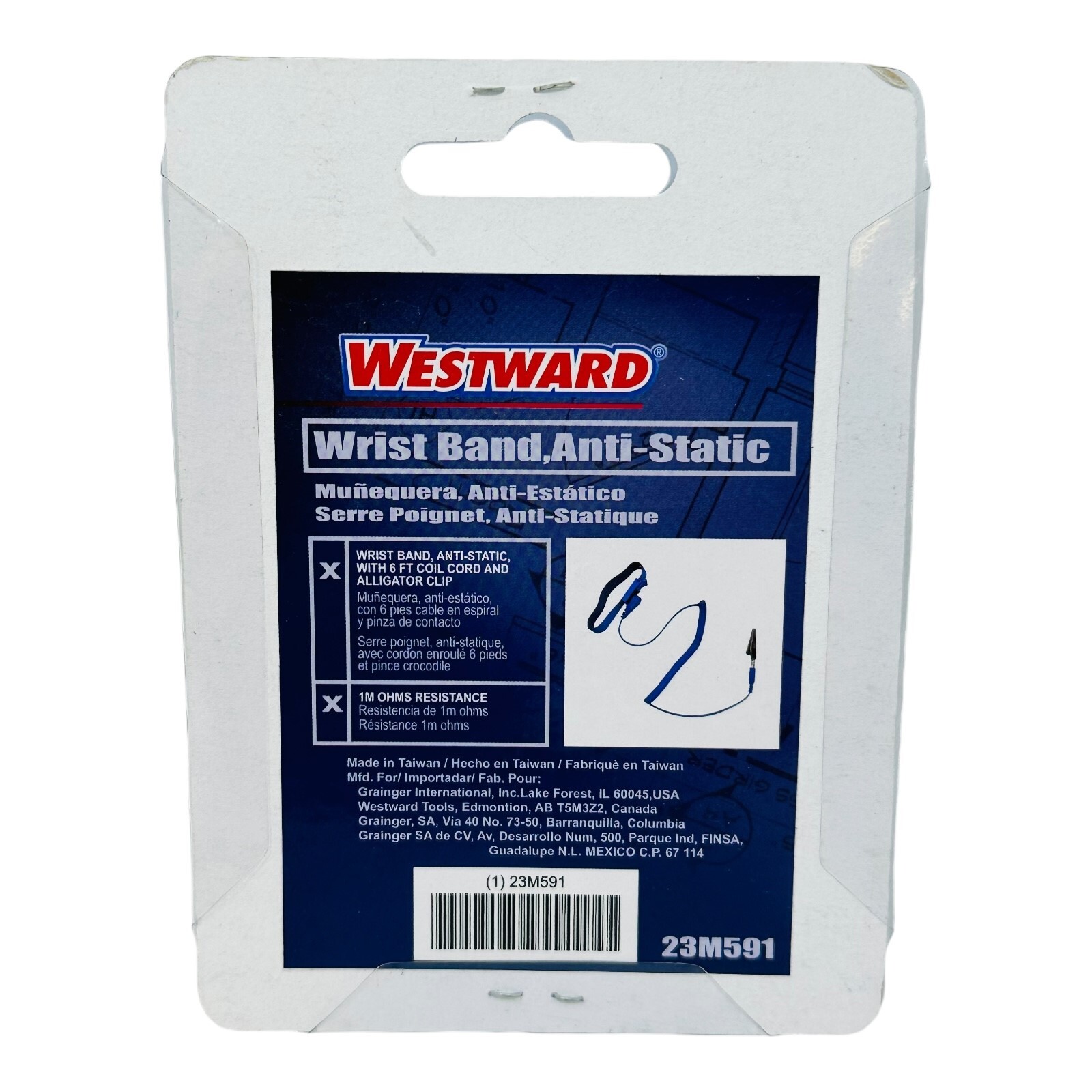 WESTWARD 23M591 WRIST BAND ANTISTATIC w/6′ COIL CORD NEW/NOS