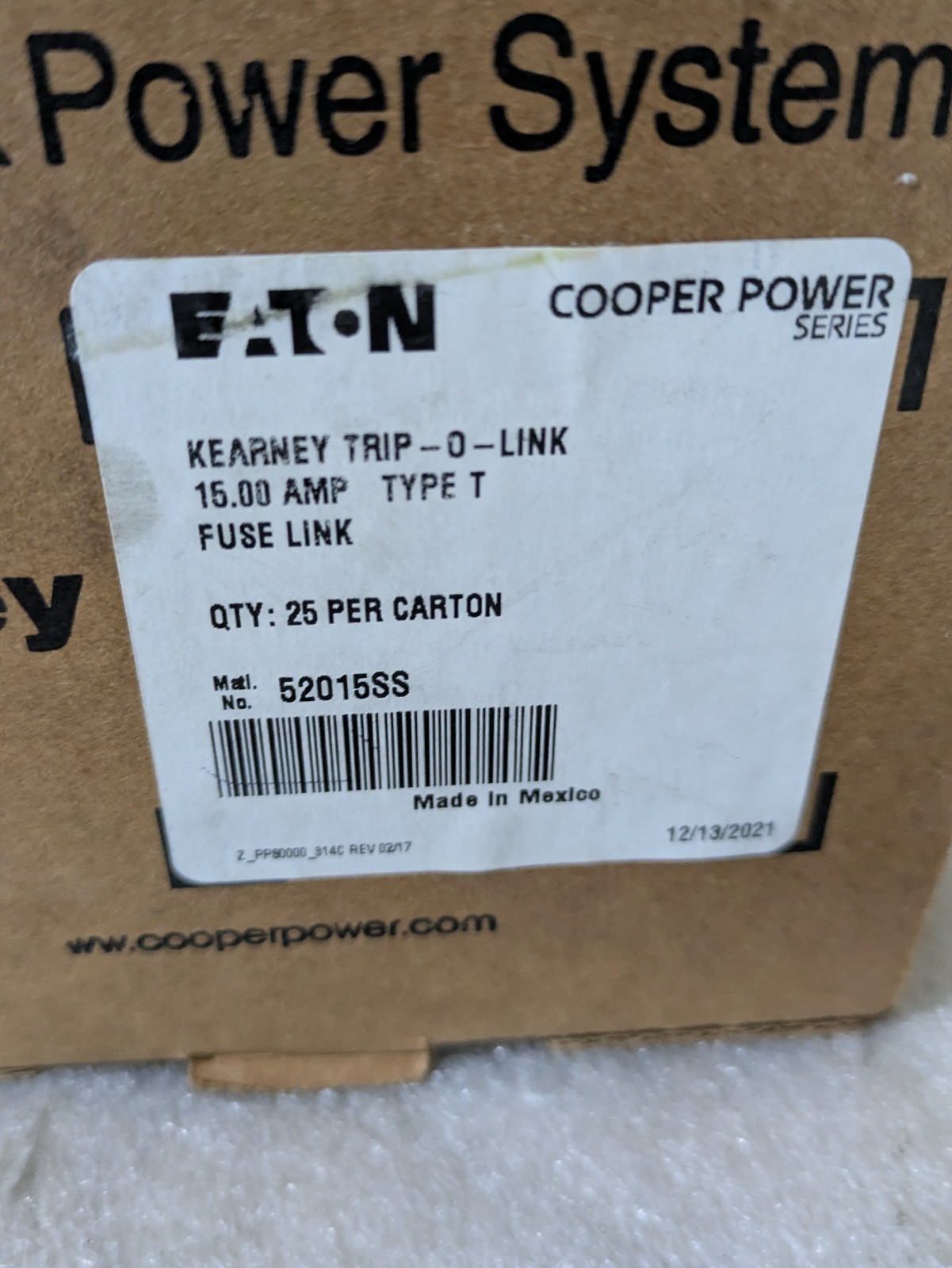 Kearney 52015 Type T SS Trip Fuse Link 15A Box of 25 Cooper Power Electrical OEM