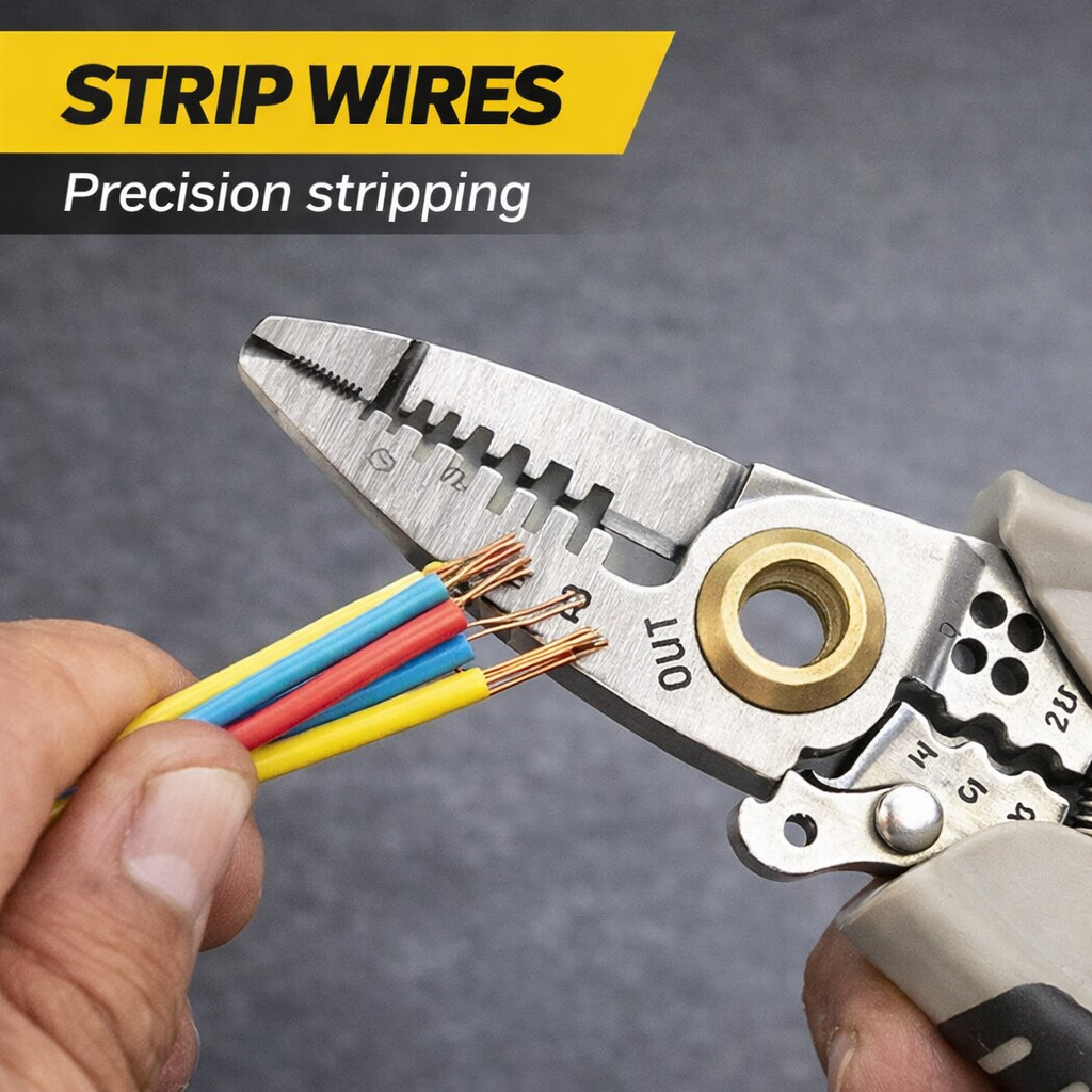 7” Wire Stripper Cutter Tool Multi Functional Electrical Cable Stripping Tool